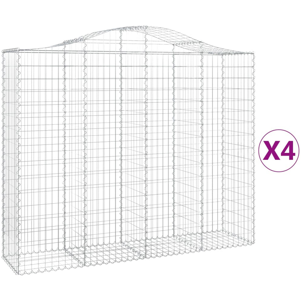 vidaXL Silver Galvanised Iron Arched Gabion Basket 200 x 50 x 160/180cm 4 Pack Image 4