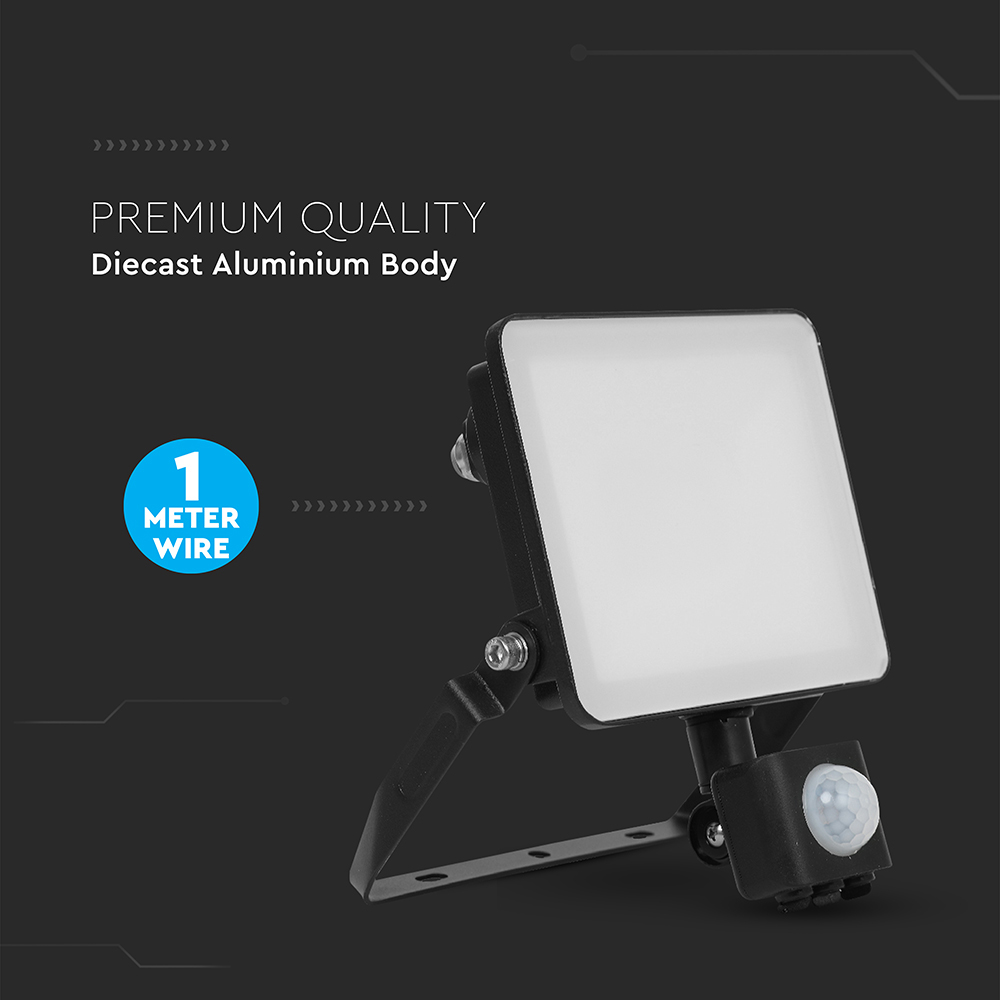 V-TAC 10W 1200 Lumens Daylight White LED Floodlight with PIR Sensor Image 8