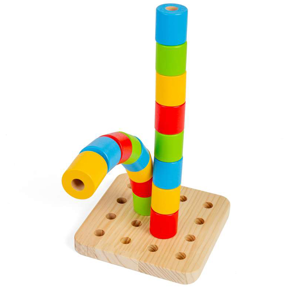 Bigjigs Toys Kids 17 Piece Wooden Wobbly Peg Board Toy Image 6