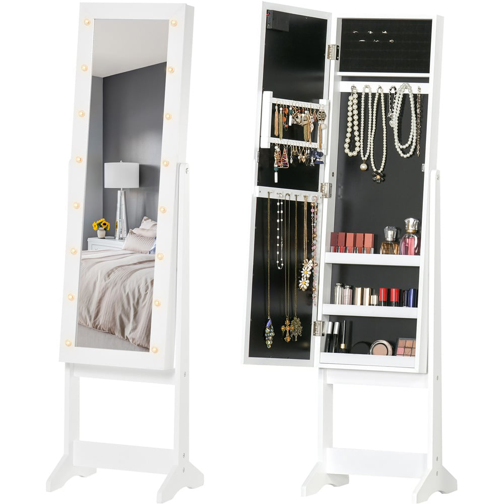Portland Full Body Mirrored Jewellery Cabinet with Warm White LED Image 3