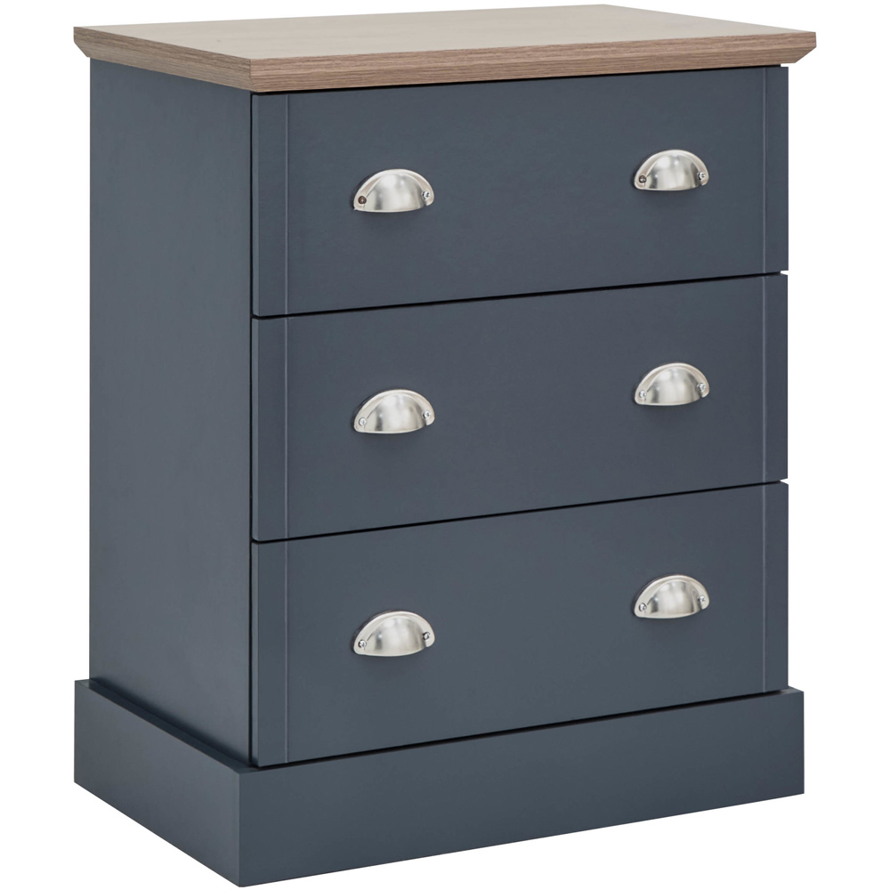 GFW Kendal 3 Drawer Slate Blue Chest of Drawers Image 4