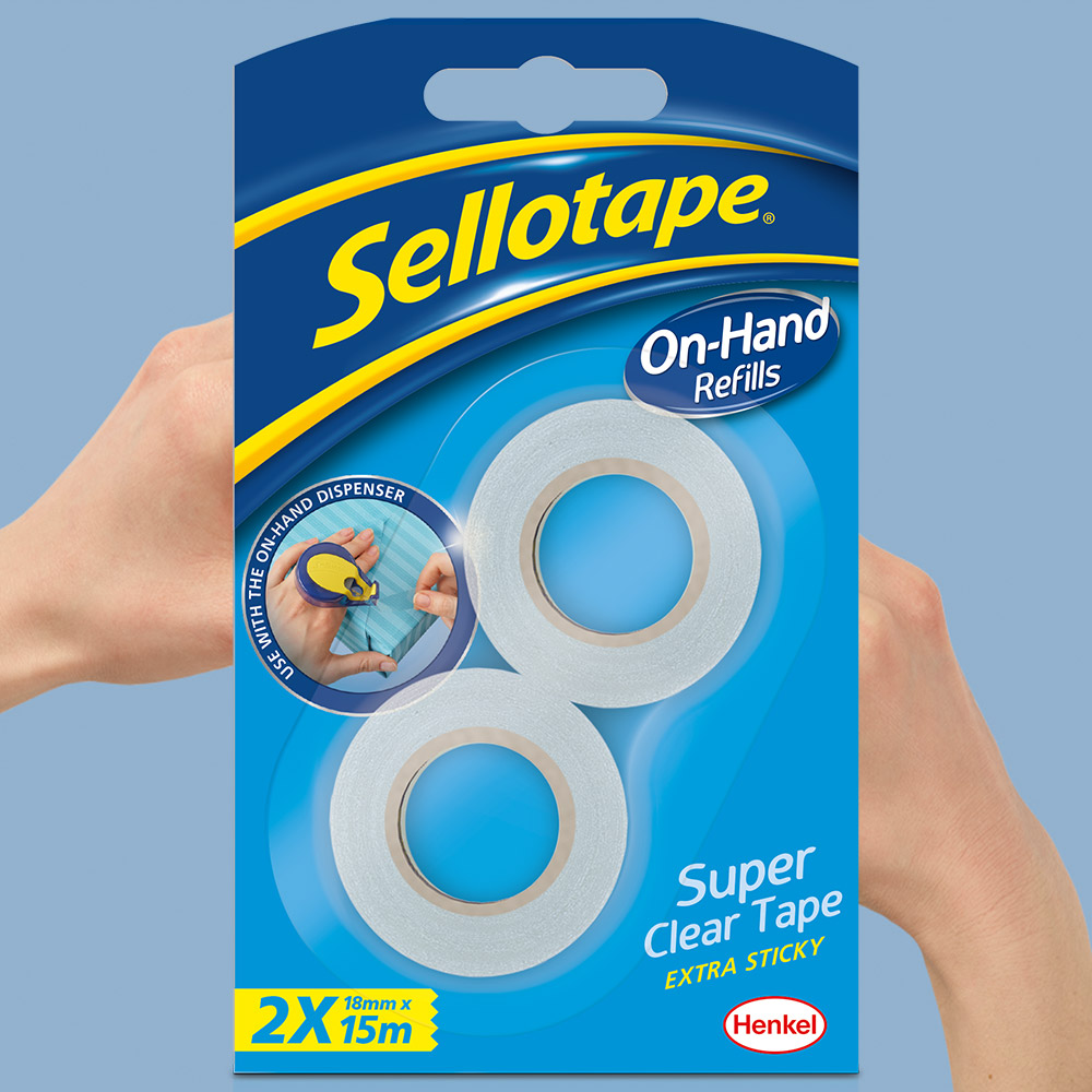 Sellotape Super Clear On-Hand Tape Dispenser Refill 18mm x 15m 2 Pack Image 4