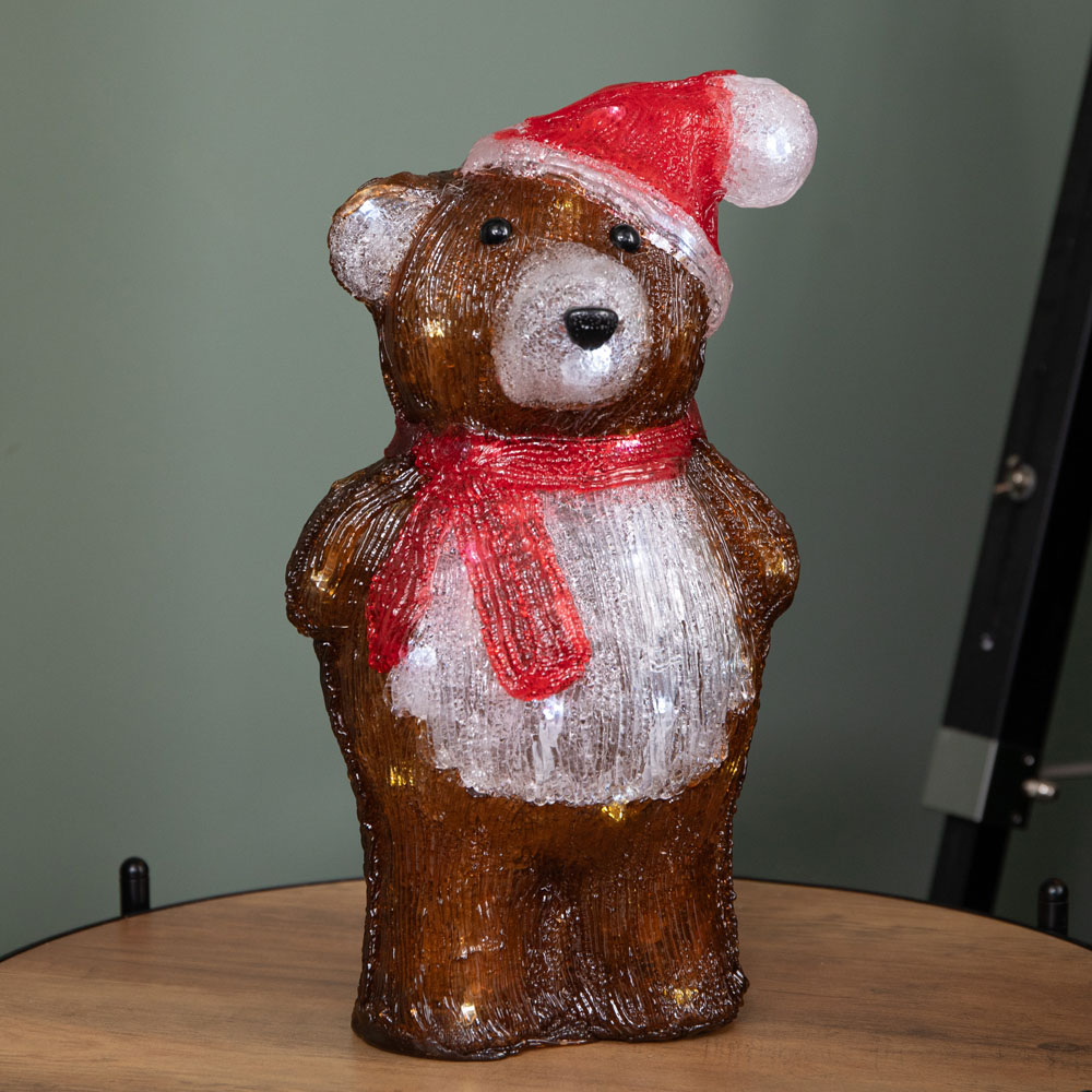 Samuel Alexander 40 Cool White LED Battery Operated Light-Up Ice Teddy Christmas Decoration 34cm Image 8