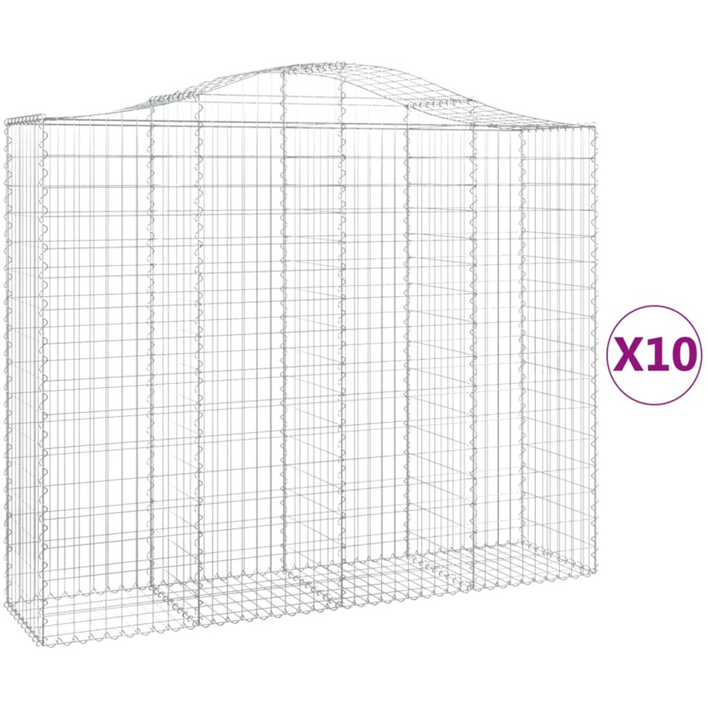 vidaXL Silver Galvanised Iron Arched Gabion Basket 200 x 50 x 160/180cm 10 Pack Image 4