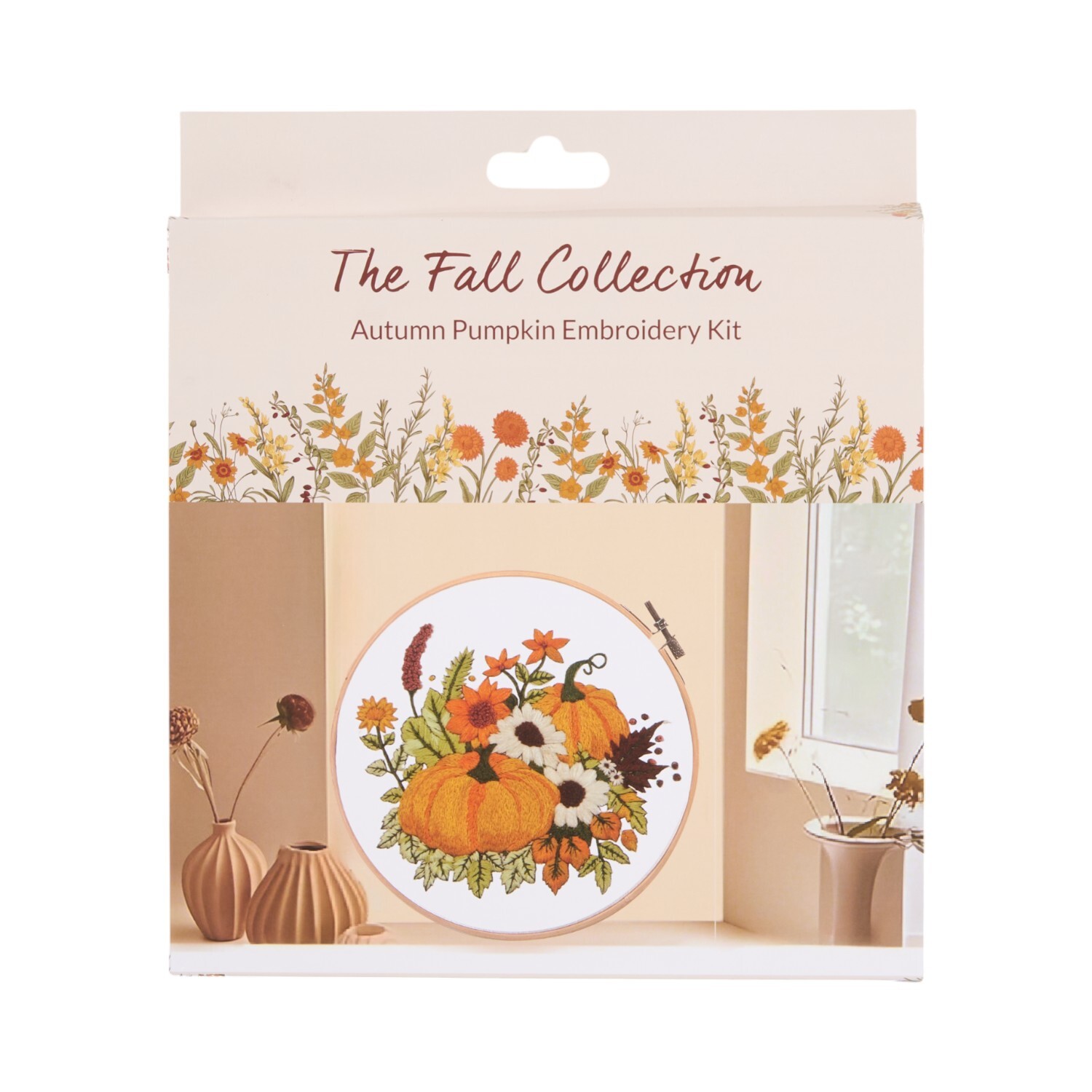 Autumn Pumpkin Embroidery Hoop Orange Image 1