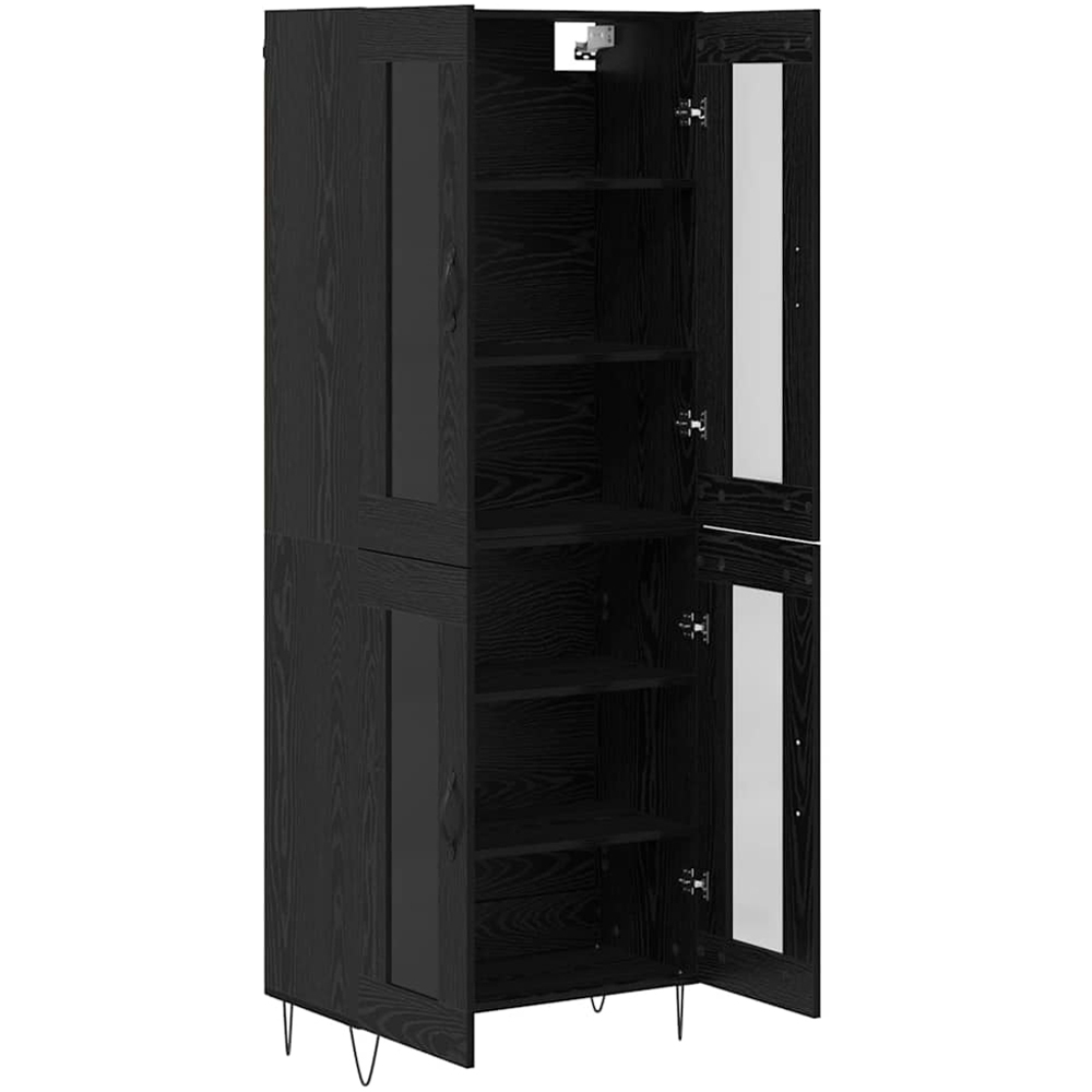 vidaXL 4 Glass Door Black Oak Sideboard Image 7