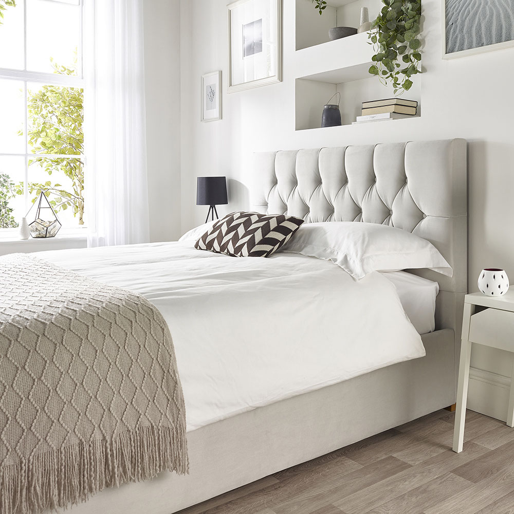 Catherine Lansfield Boutique Single Light Silver Velvet Ottoman Bed Image 5