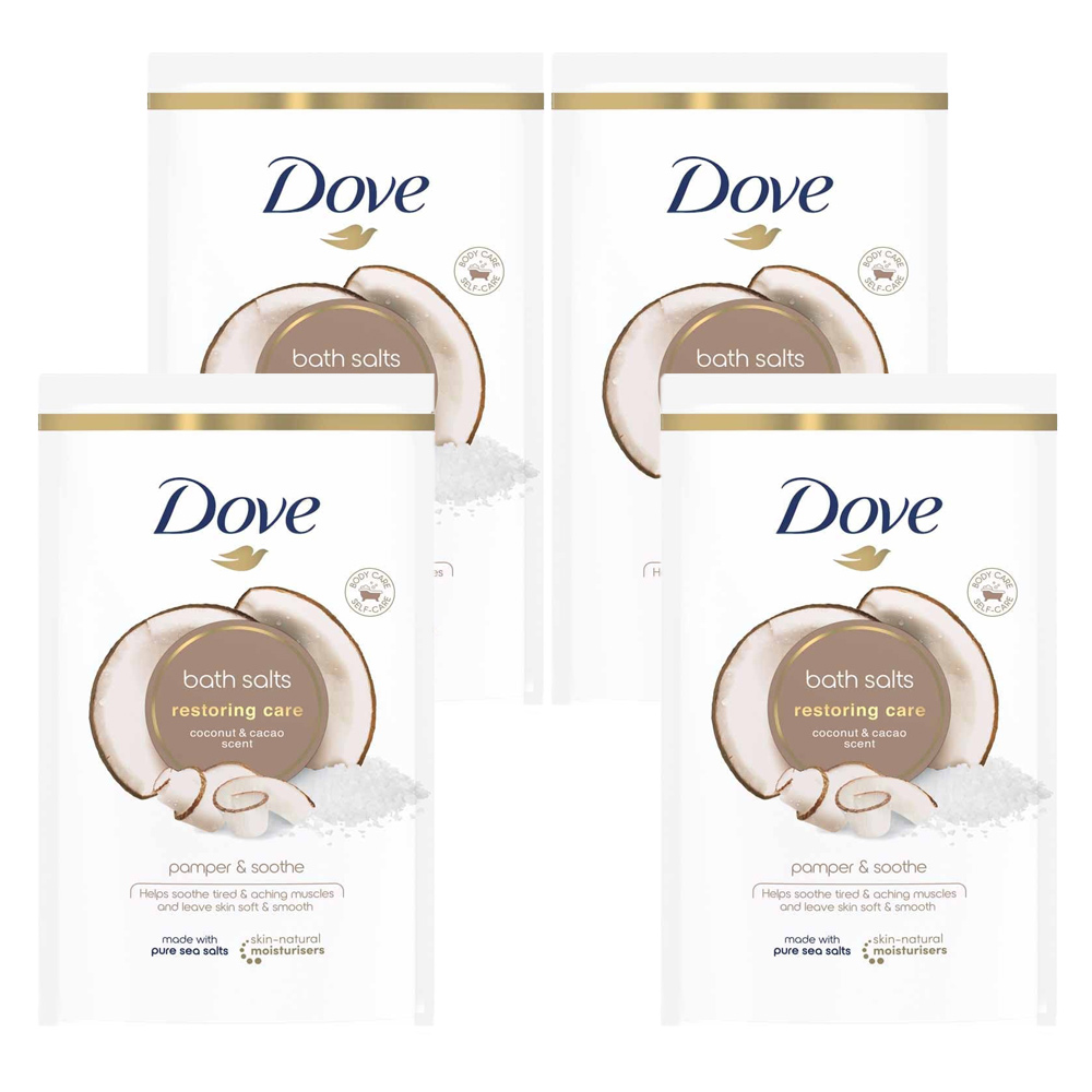 Dove Coconut and Cacao Restoring Care Bath Salts Case of 4 x 900g Image 1