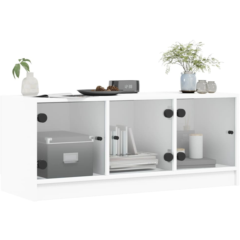 vidaXL 3 Glass Door White TV Cabinet Image 4