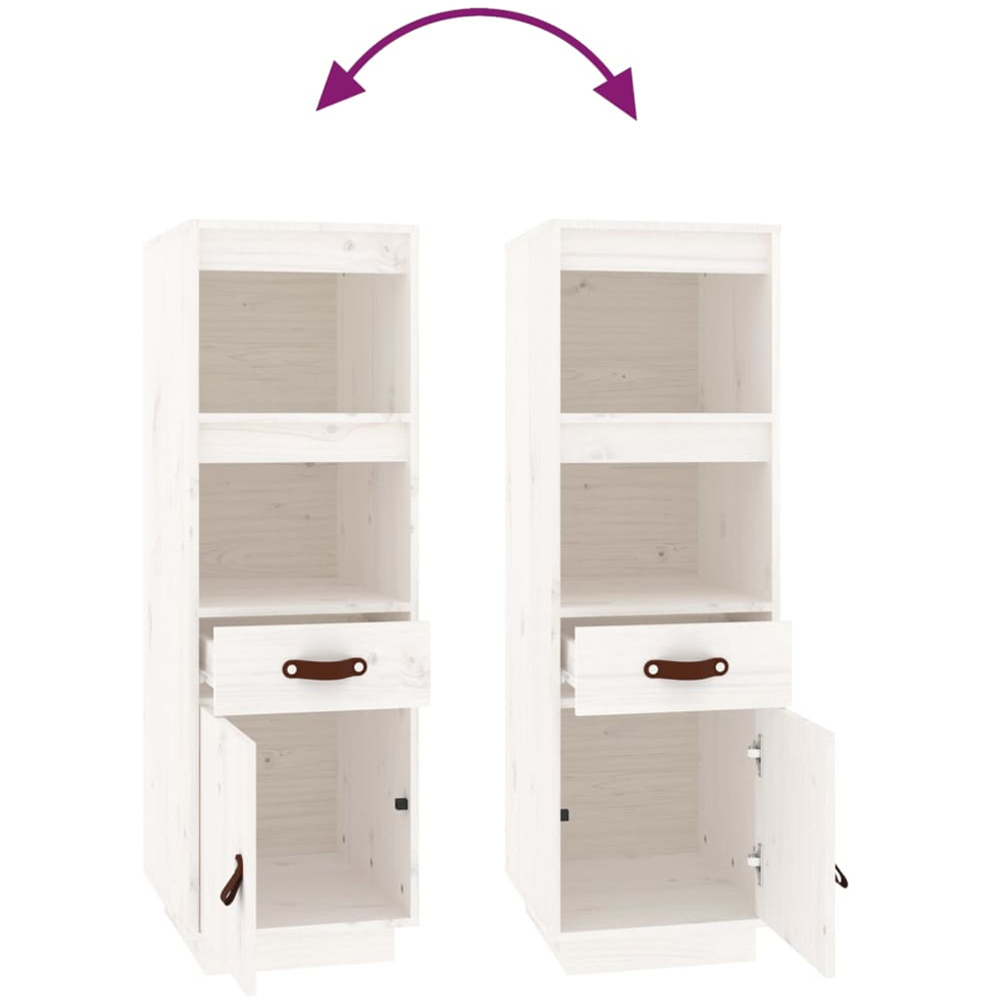 vidaXL Single Door Single Drawer 2 Shelf White Solid Pine Wood Highboard Image 7