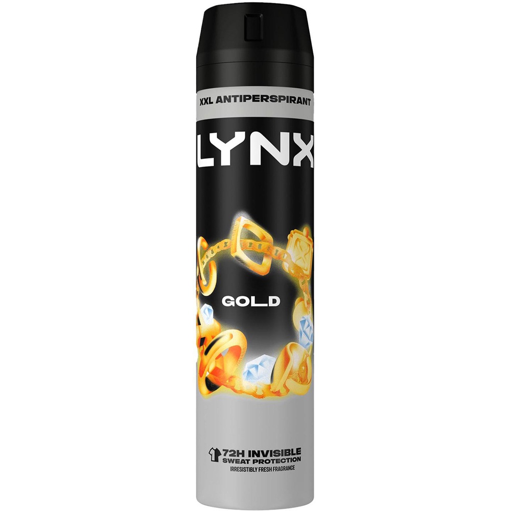 Lynx Gold 72H Protection Anti-Perspirant Anti-White Marks Deodorant Spray 250ml 36 Pack Image 2