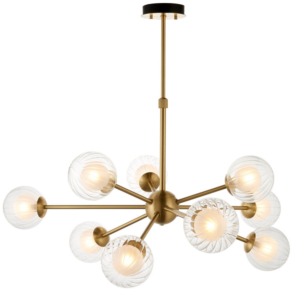 Merano Rome Satin Brass Glass Multi Arm Pendant Ceiling Lamp Image 3