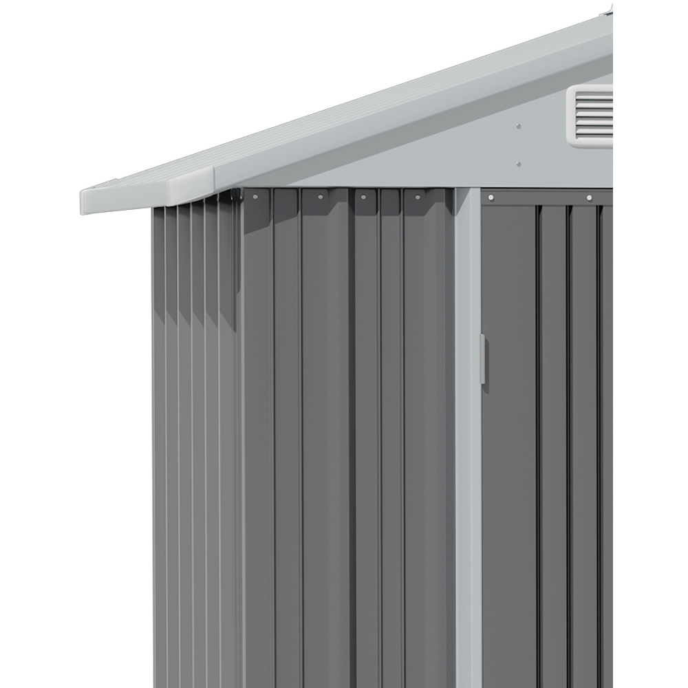 Living and Home 6 x 8ft Grey and White Metal Apex Garden Storage Shed Image 4