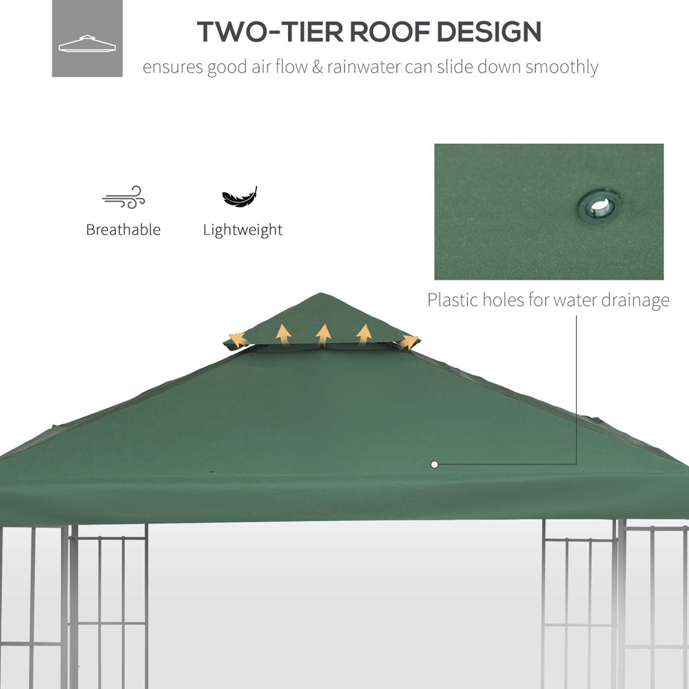 Outsunny 3 x 3m 2 Tier Dark Green Gazebo Canopy Replacement Cover Image 5