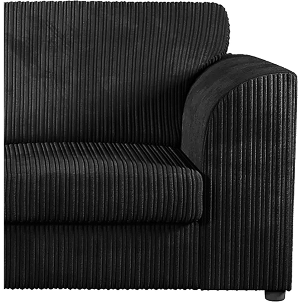 Luxor 4 Seater Black Jumbo Cord Full Back Left Hand L Shape Corner Sofa Image 4