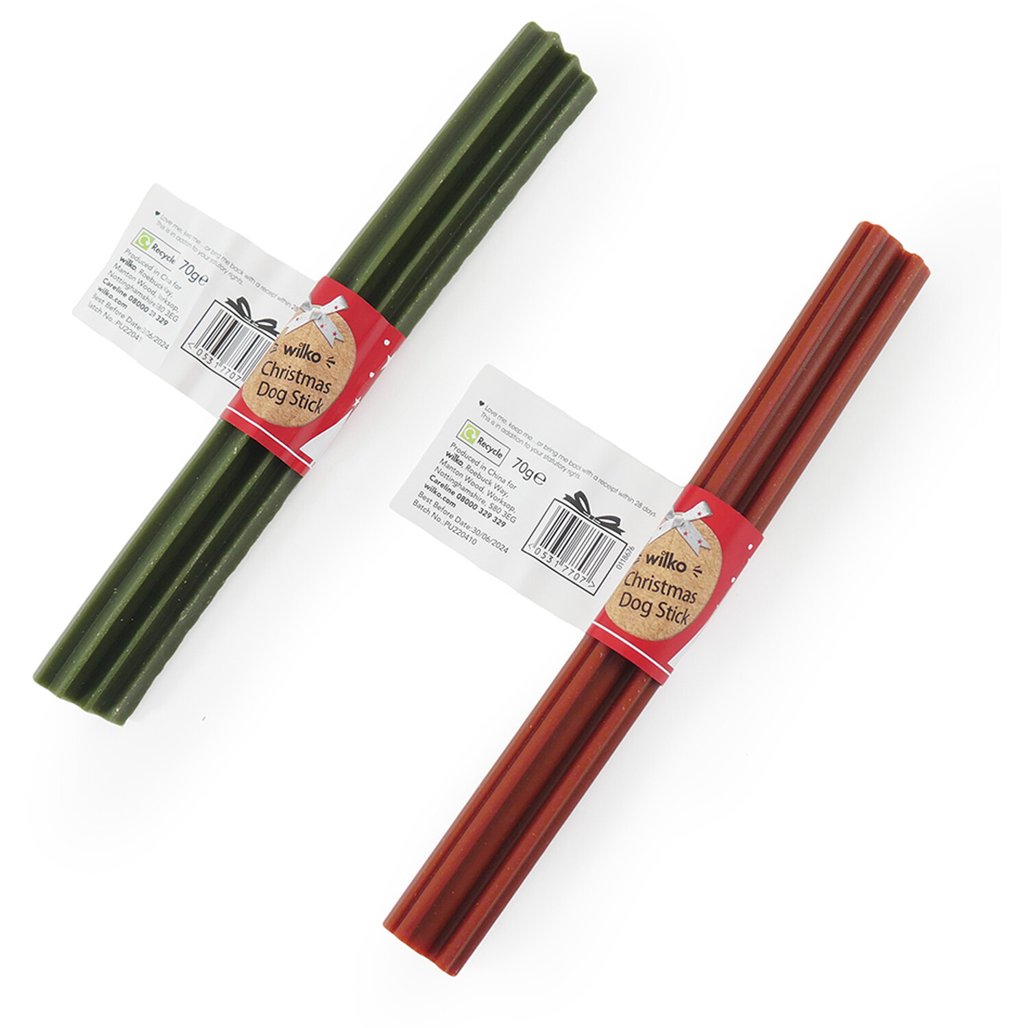 Rawhide Free Xmas Dog Treat 70g - Red or Green Image 1