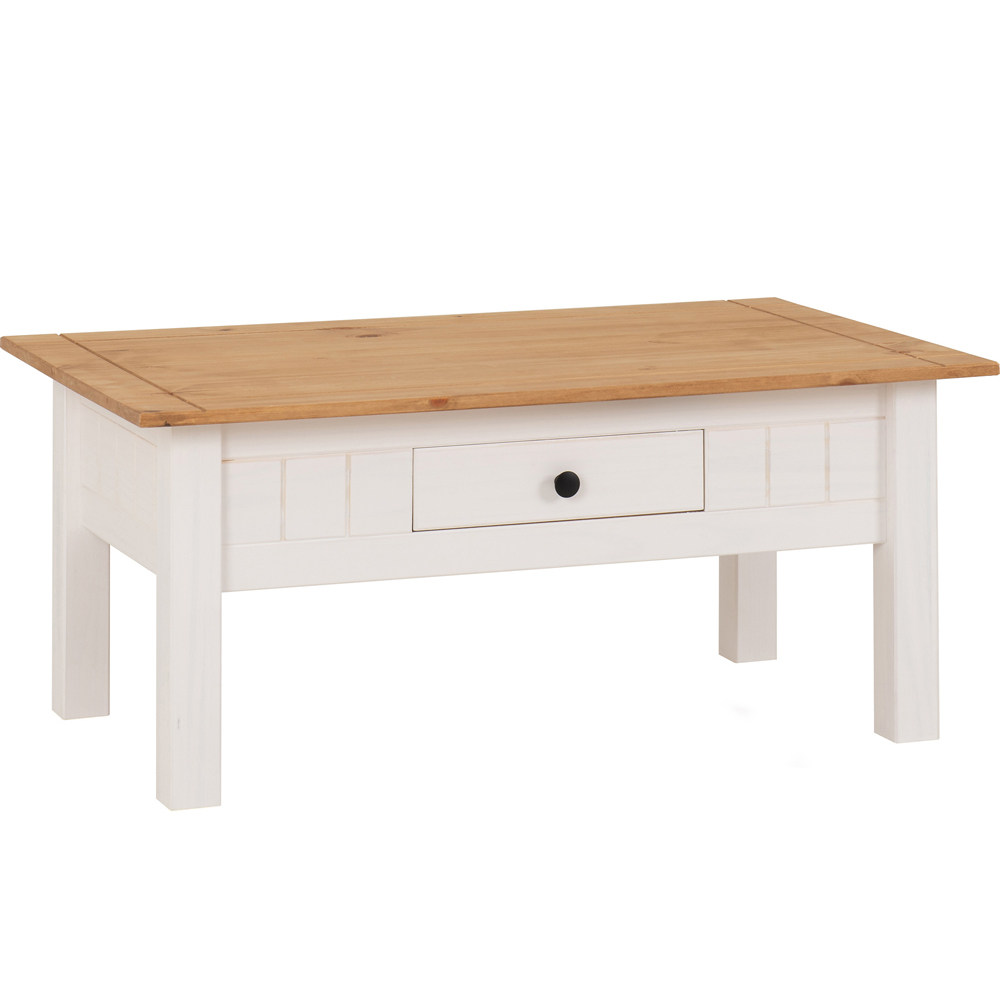 Seconique Panama Single Drawer White and Natural Wax Coffee Table Image 2