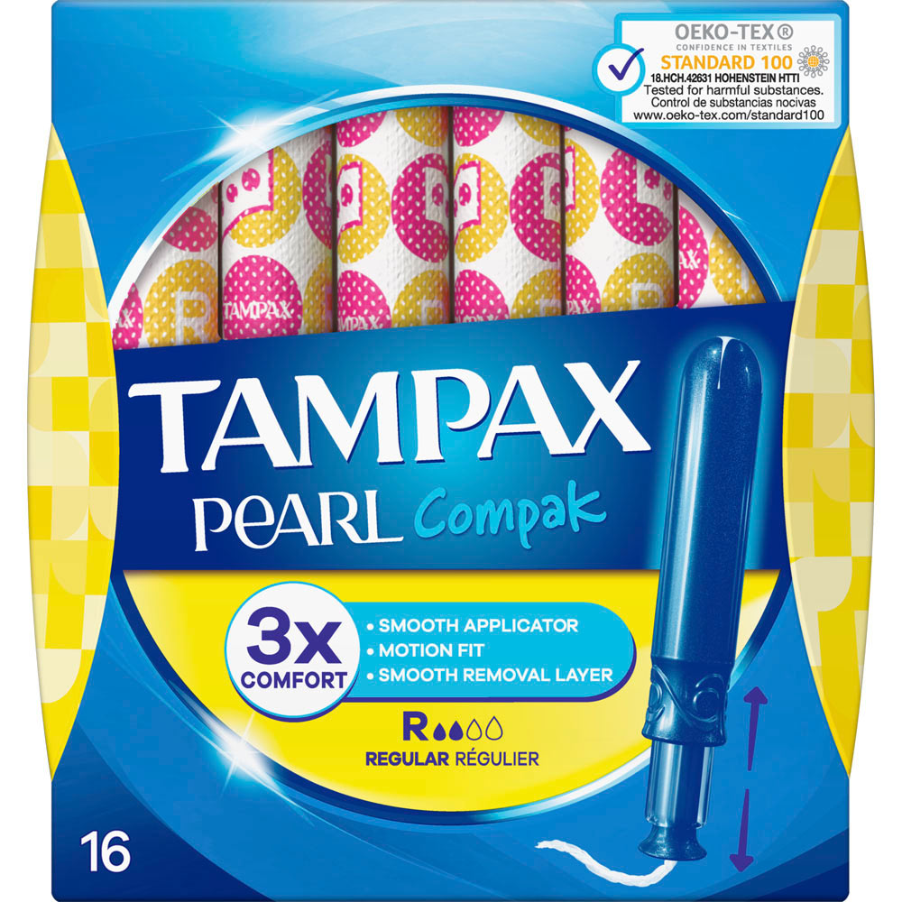 Tampax Pearl Compak Regular Tampons with Applicator 16 Pack Image 1