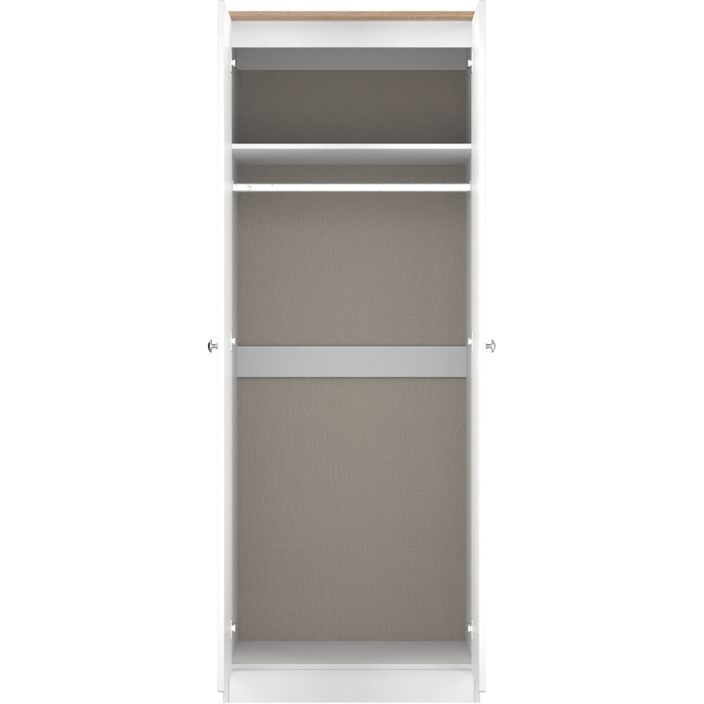 Crowndale Sussex 2 Door White Ash and Bardolino Oak Tall Wardrobe Ready Assembled Image 5