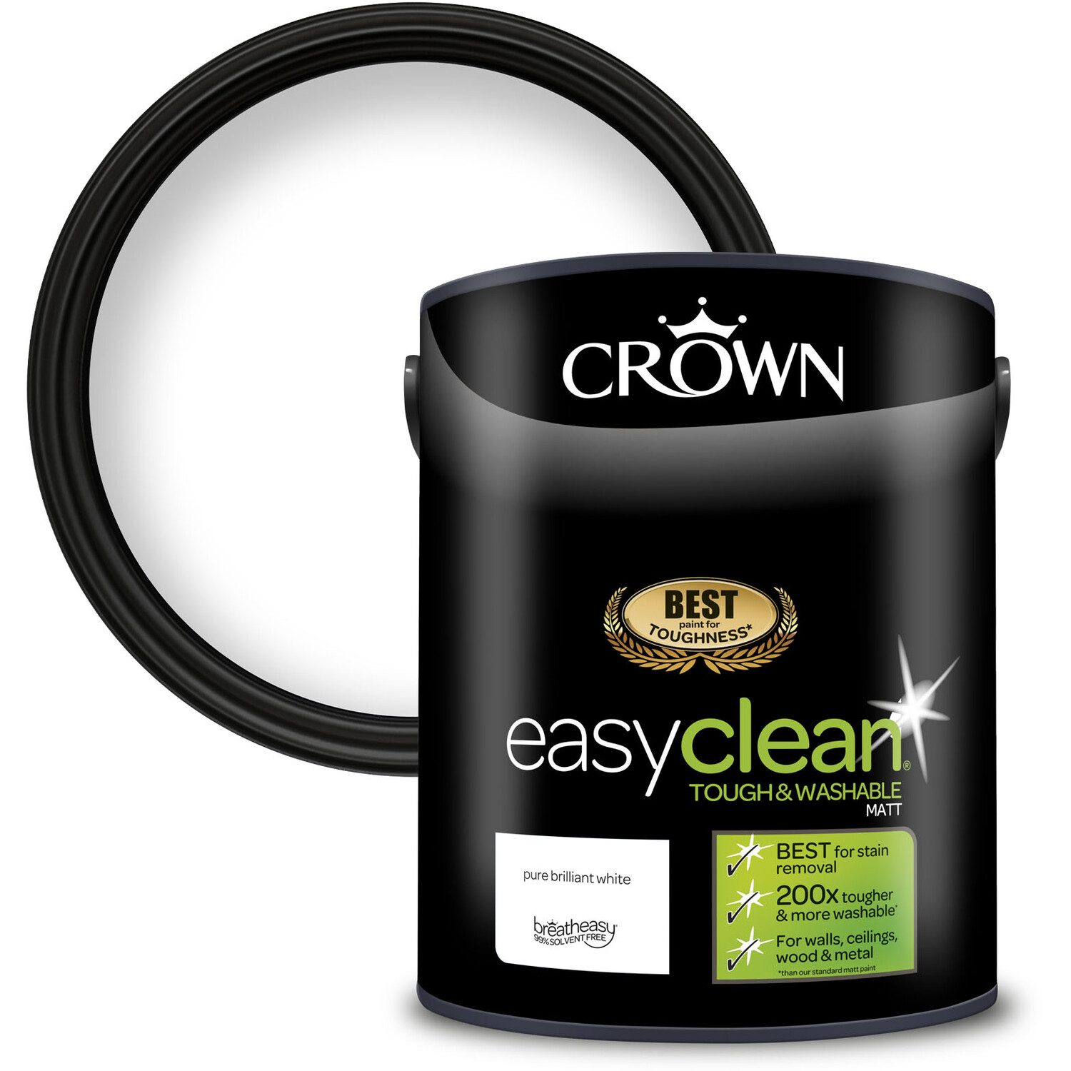 Crown EasyClean Matt Paint - Pure Brilliant White 5L. Image 1