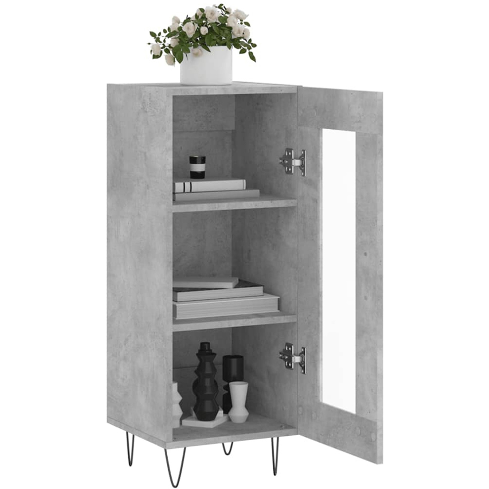 vidaXL Single Door 3 Shelf Concrete Grey Sideboard Image 4