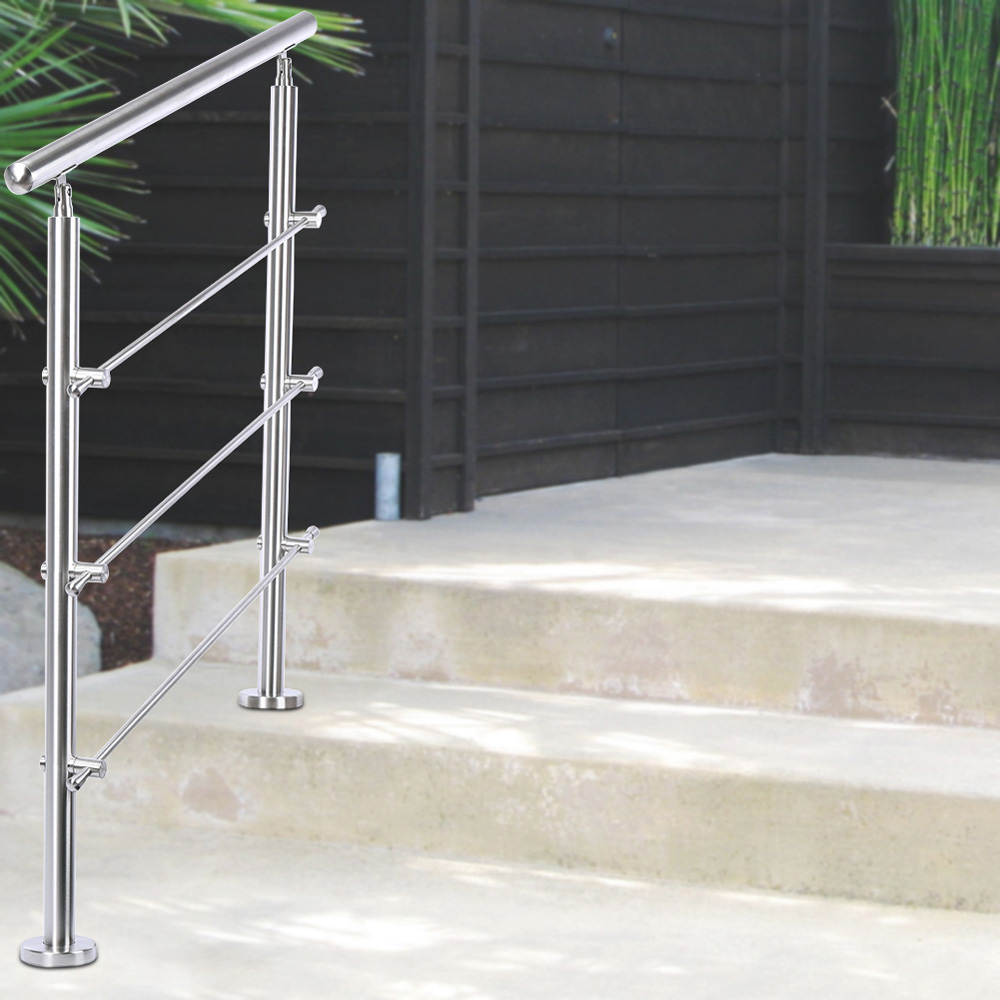 Living and Home Silver Floor Mount Steel Handrail 80 x 110cm Image 2