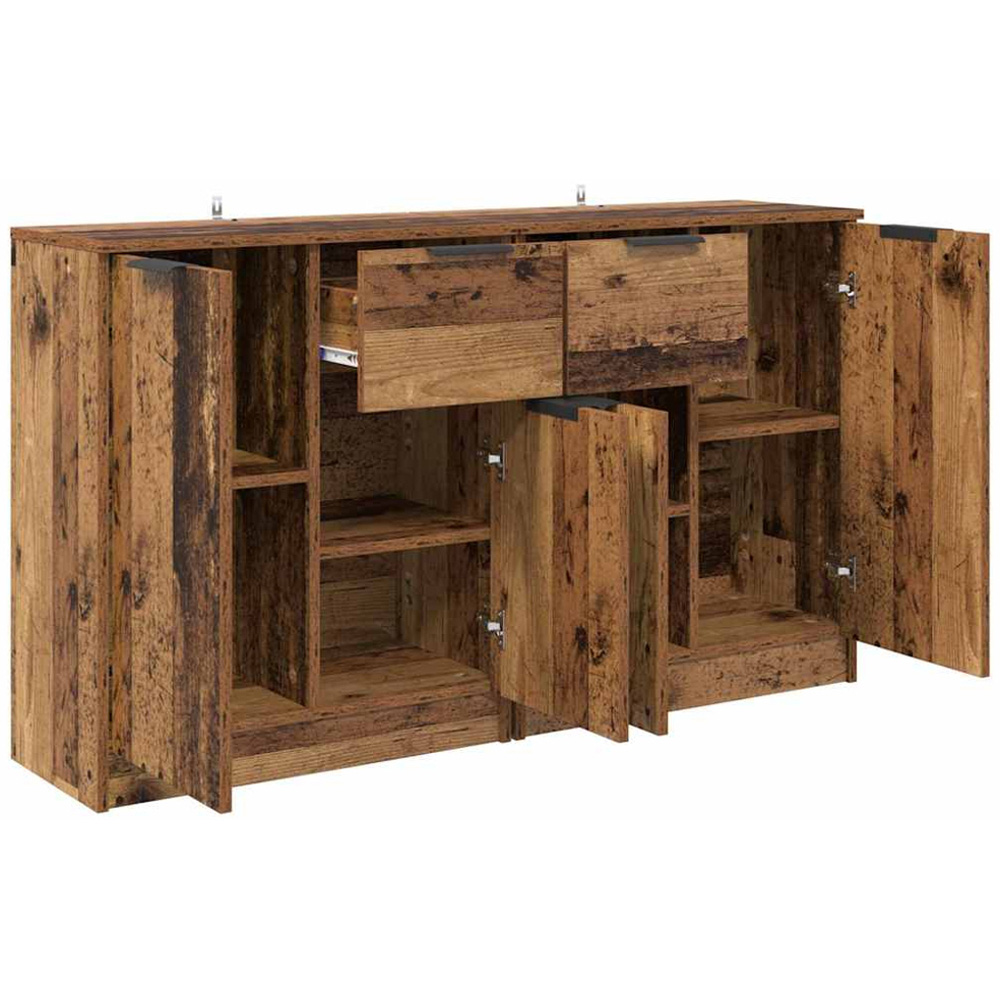 vidaXL 2 Door Single Drawer Old Wood Sideboard Set of 2 Image 6