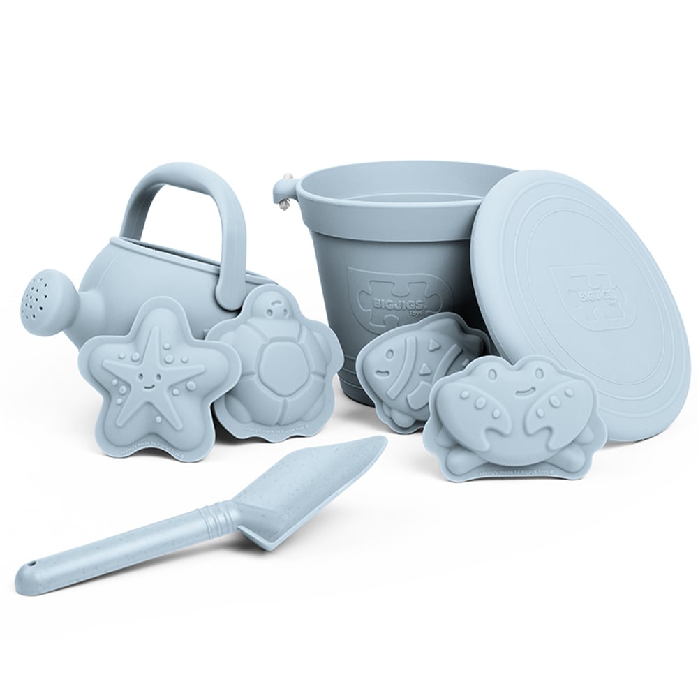 Bigjigs Toys Silicone Beach Set Dove Grey Image 1