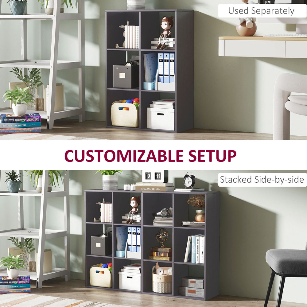 HOMCOM 6 Cube Grey Bookshelf Image 8