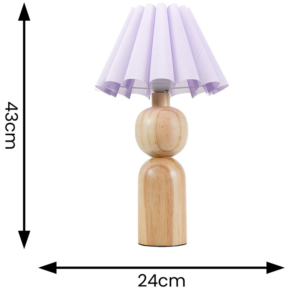ValueLights Azalea Lilac Scallop Shade Rustic Wooden LED Table Lamp Image 4