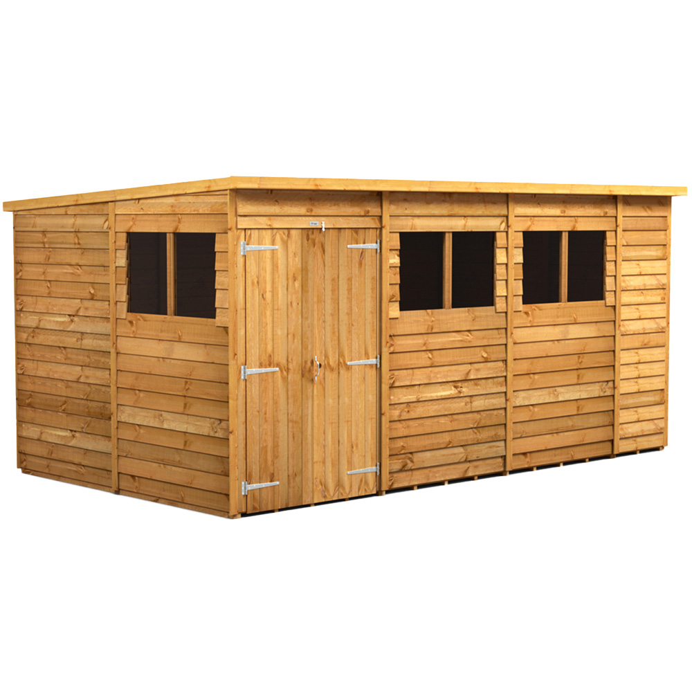Power Sheds 14 x 8ft Double Door Overlap Pent Wooden Shed with Window Image 1