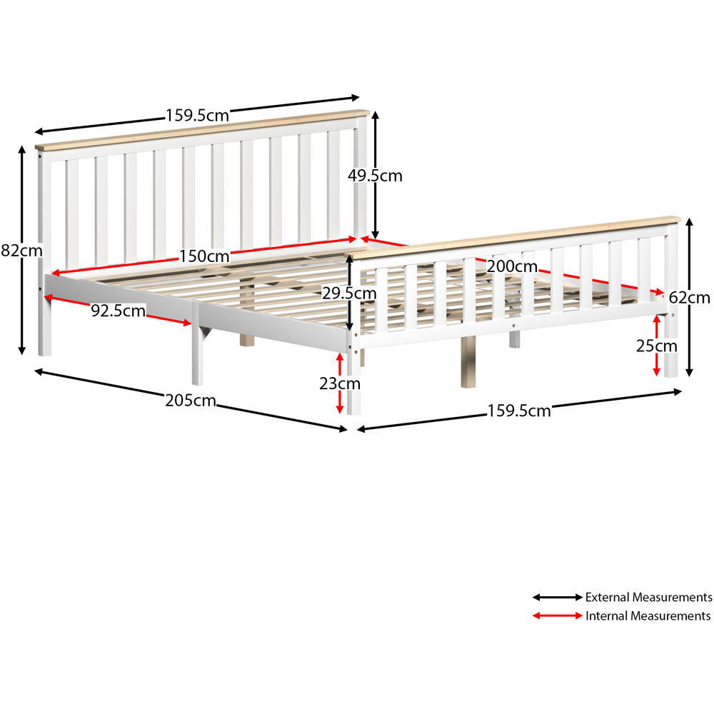 Vida Designs Milan King Size White and Pine High Foot Wooden Bed Frame Image 8