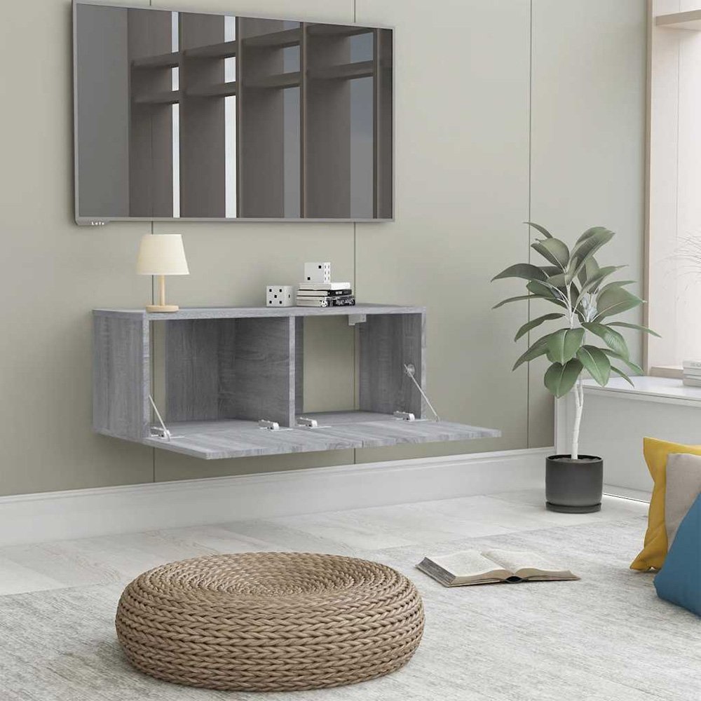 vidaXL 2 Door Grey Sonoma TV Cabinet Image 8