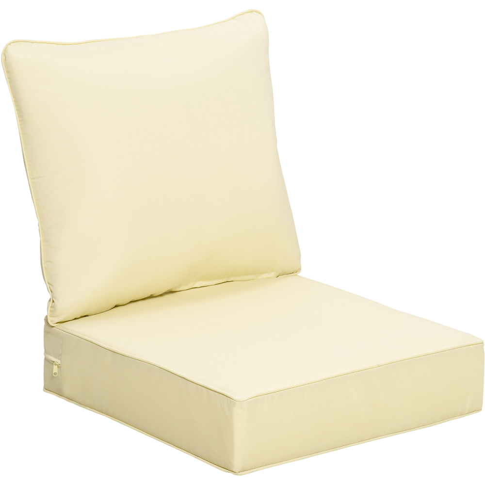 Outsunny Cream Seat and Back Garden Chair Cushion Set Image 1