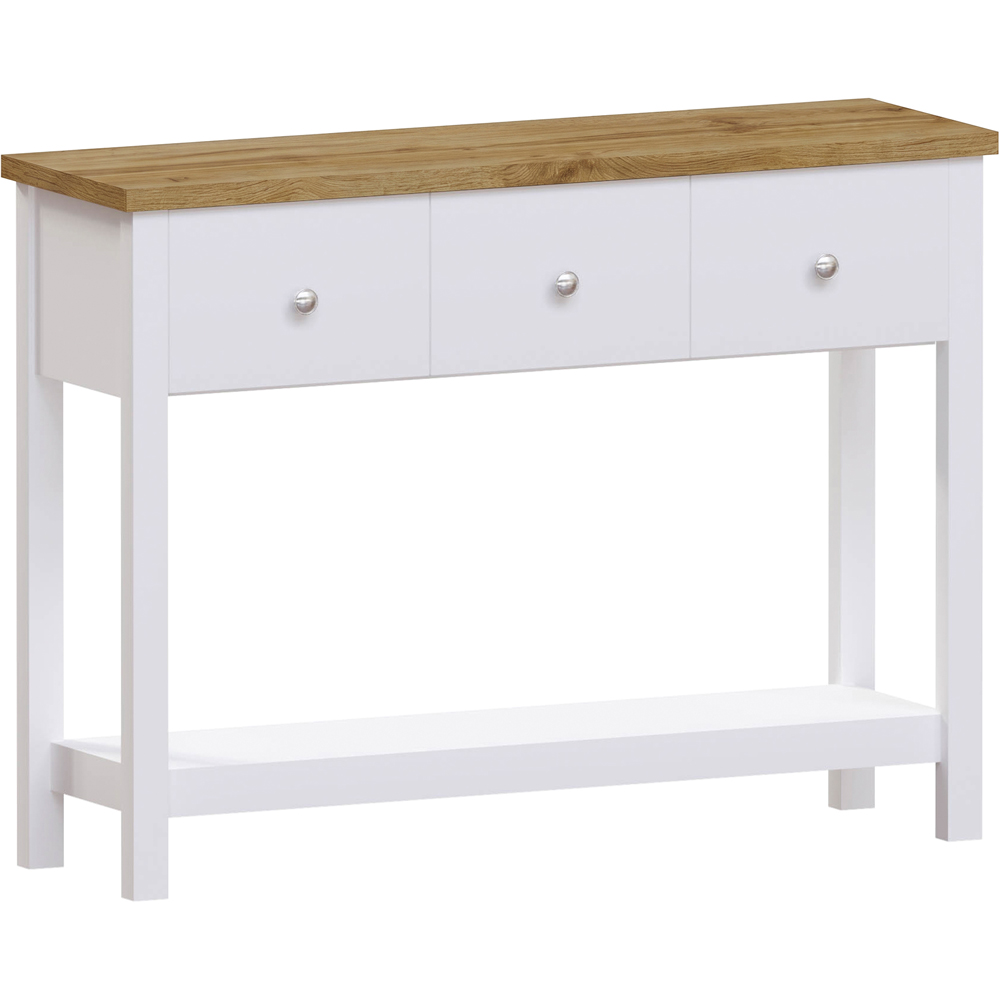 VIDA DESIGNS Arlington 3 Drawer White and Oak Console Table Image 2