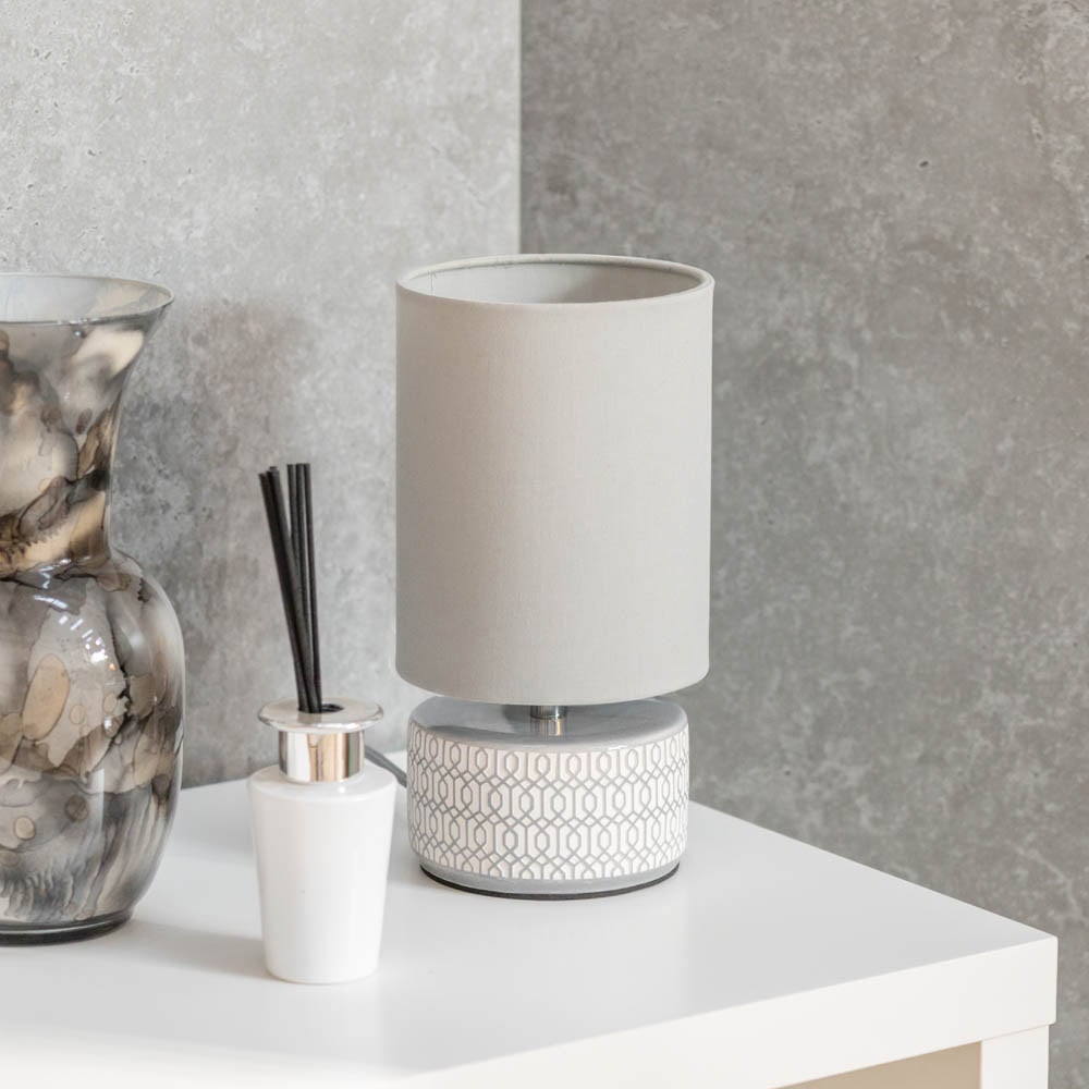 ValueLights Kaia Grey Shade Ceramic LED Table Lamp 2 Pack Image 4