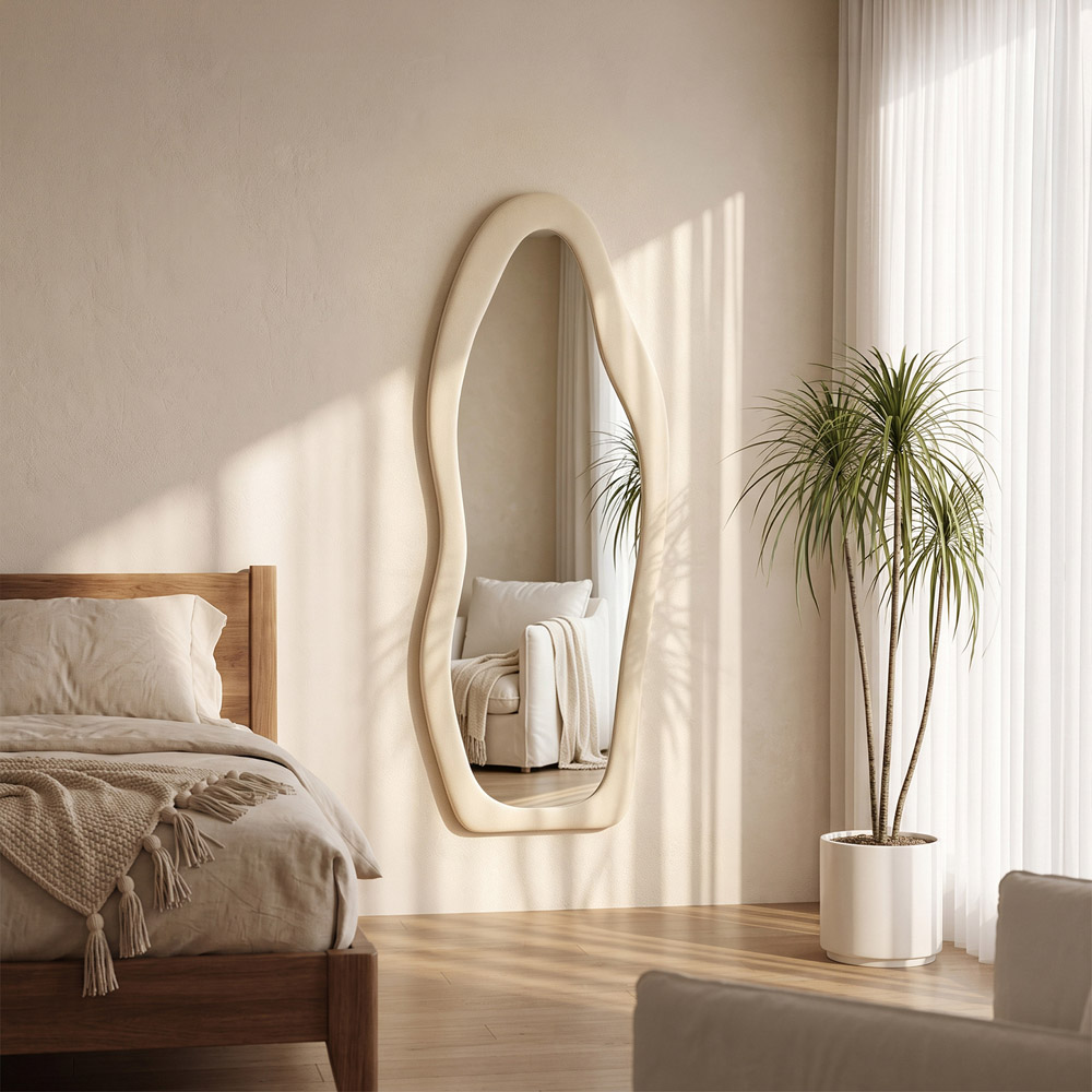 Living and Home Khaki Irregular Full Length Fleece Frame Mirror 160 x 60cm Image 7