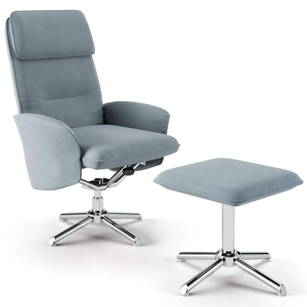 Dorel Belding Grey Faux Leather Recliner Chair with Footstool Image 2