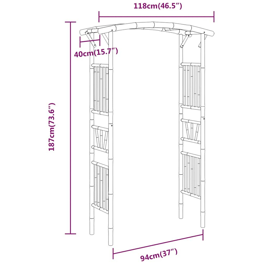 vidaXL 6 x 4ft Brown Bamboo Rose Arch Garden Arbour Image 6