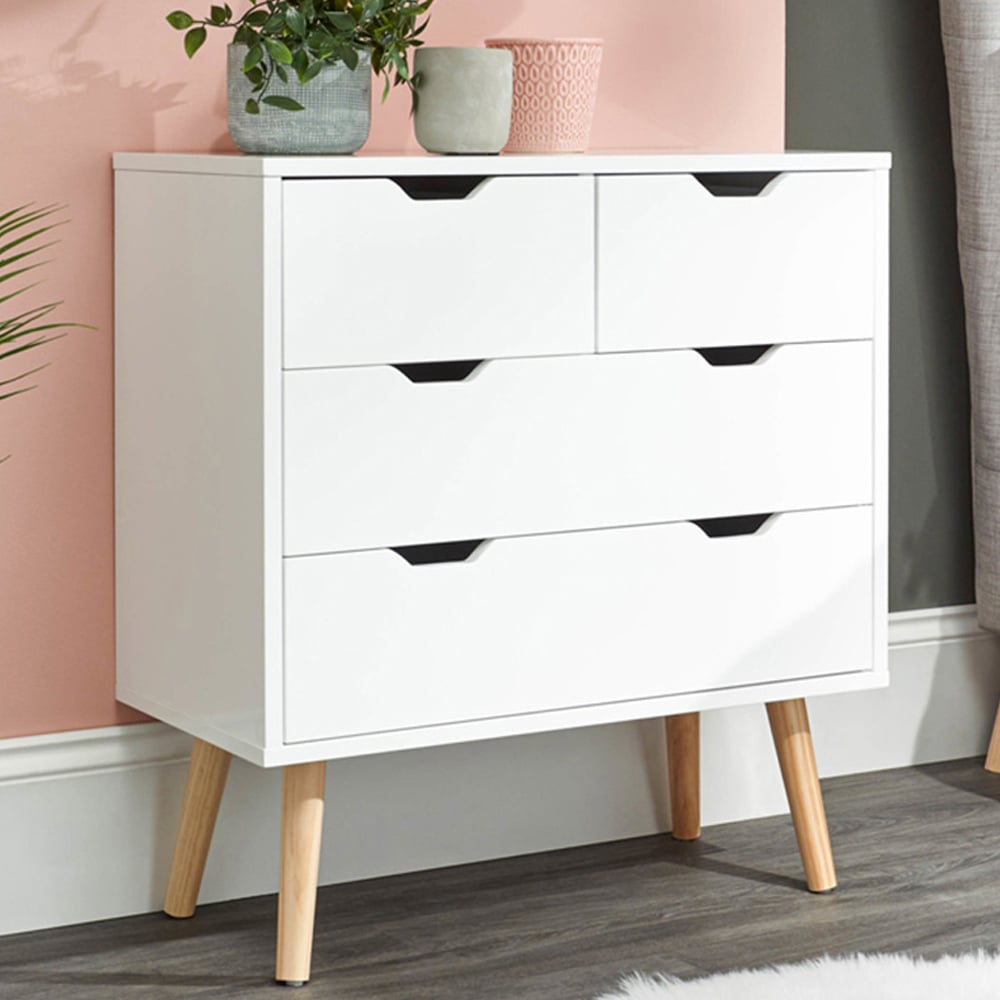 GFW Nyborg 4 Drawer White Chest of Drawers Image 1