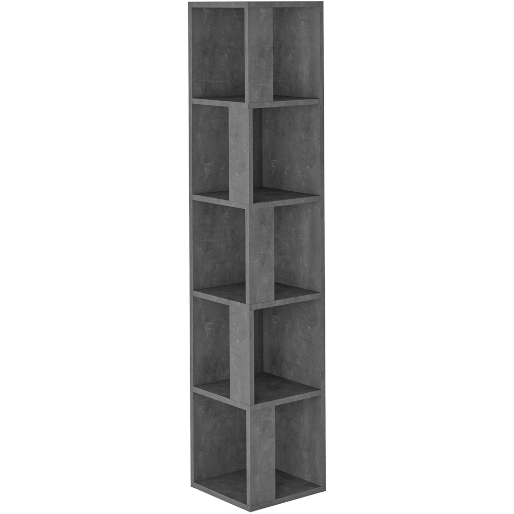 Decortie Piano Retro Grey Modern Corner Tall Bookcase Image 2