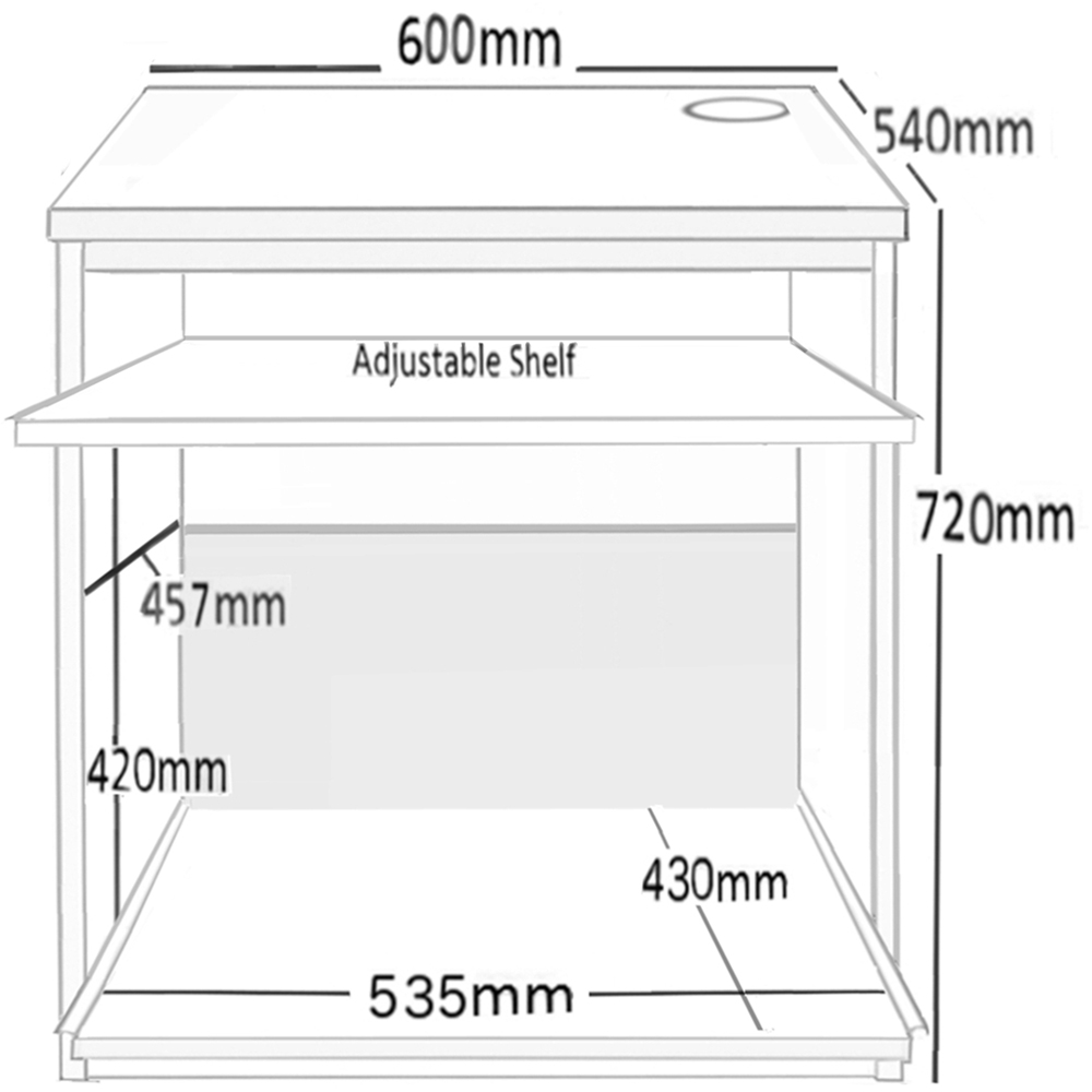 R White Cabinets Printer Desk Stand Black Image 5