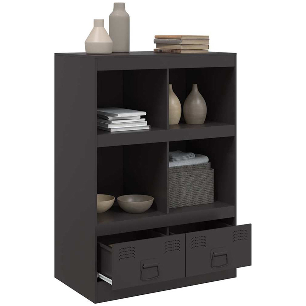 vidaXL 2 Drawer 4 Open Shelf Black Steel Highboard Image 5