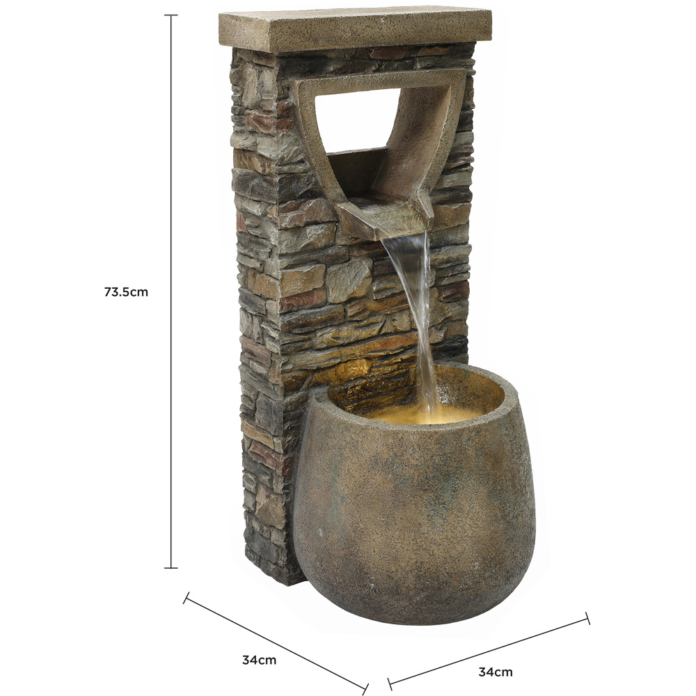 Charles Bentley Hybrid Stone Wall Effect Water Feature with LED Light Image 9