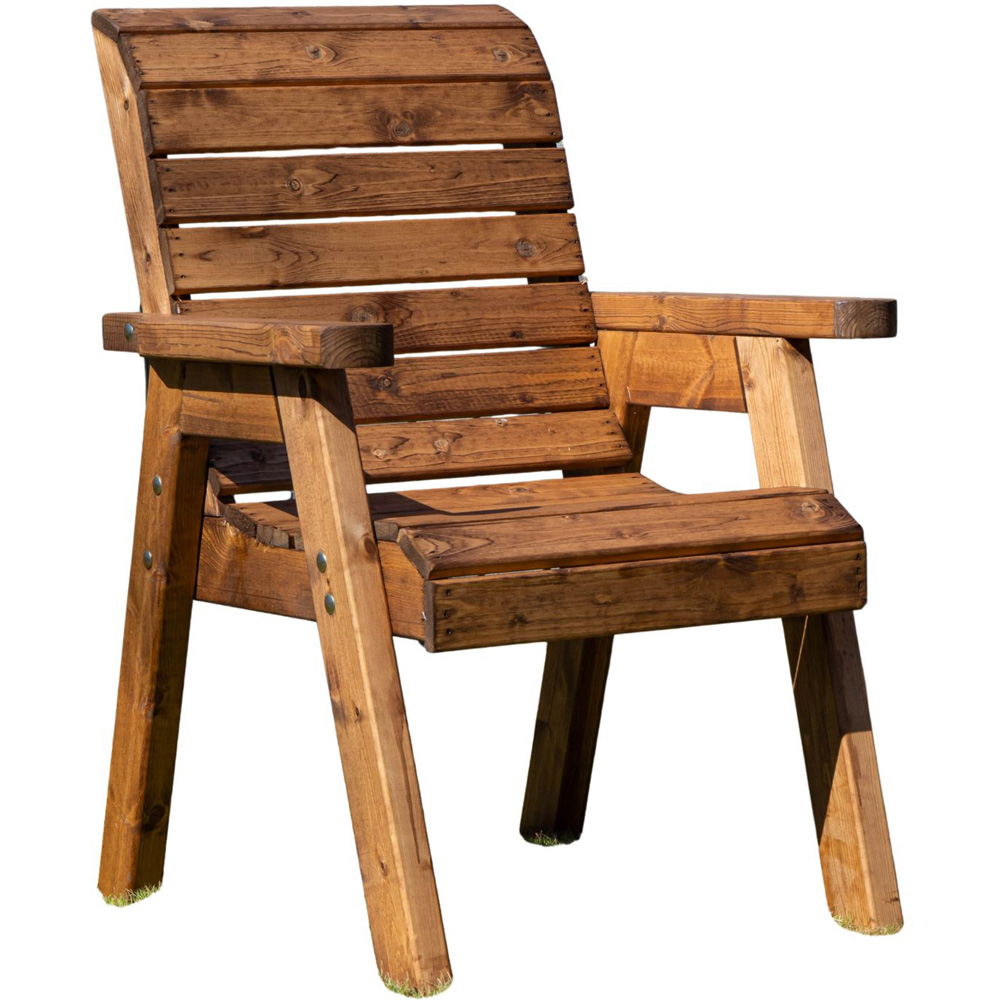 Samuel Alexander Chunky Rustic Wooden Garden Chair Image 2