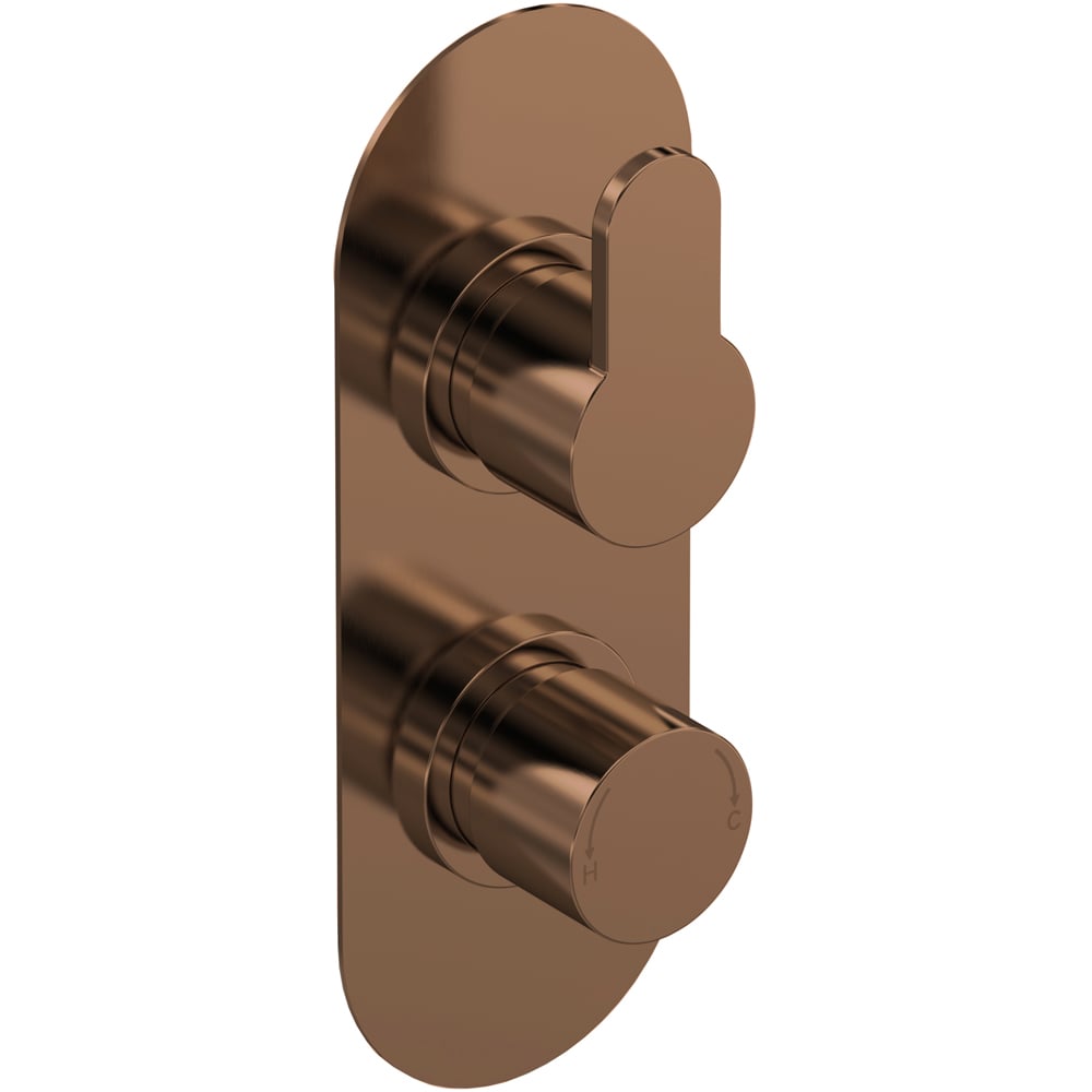 nuie Arvan Brushed Bronze Twin Thermostatic Valve with Diverter Image 1