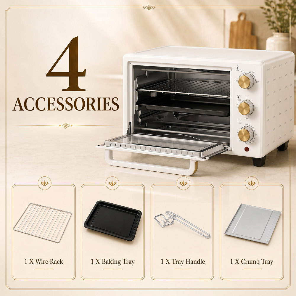 HOMCOM 800-085V71WT White 21L Electric Grill Toaster Oven with Adjustable Temperature Image 5