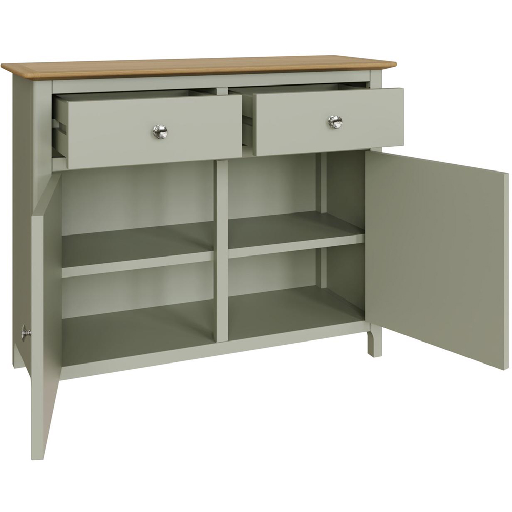 FWStyle Taberno 2 Drawer 2 Door Sage Green and Oak Sideboard Image 4