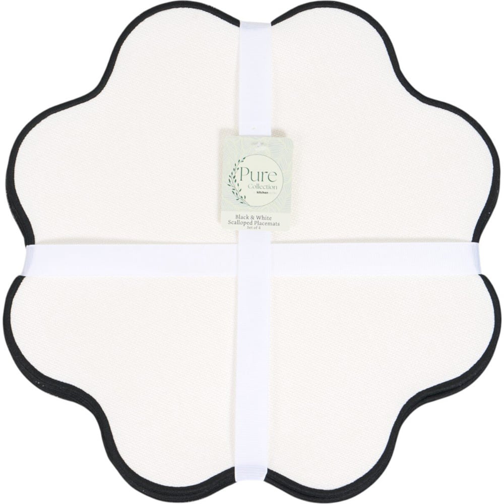 Pack of 4 Scalloped Placemats White Image 1