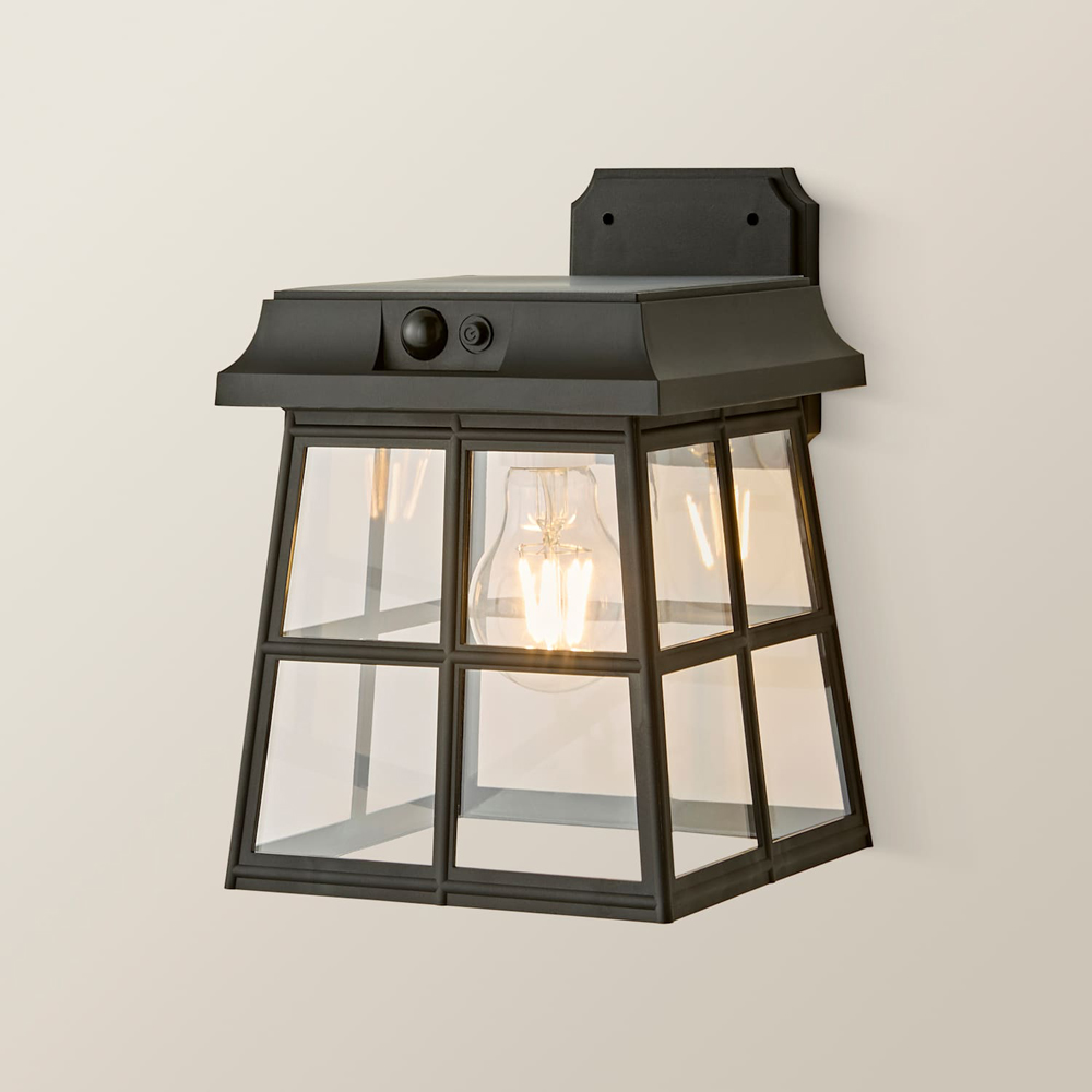 ValueLights Matte Black Solar LED Outdoor Lantern Wall Light with PIR Motion Sensor Image 5